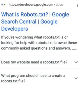 Resultado de busca com as perguntas mais feitas pelo usuário no Google. 